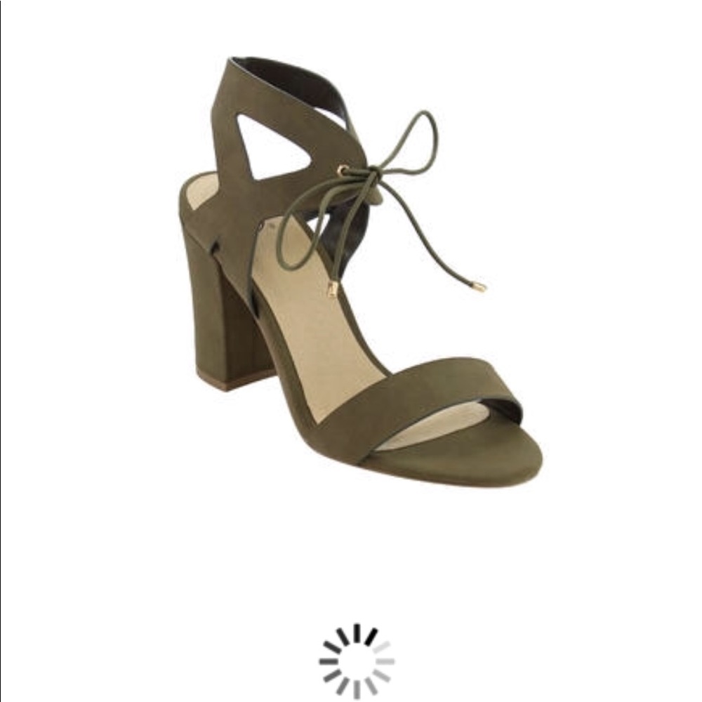 Lace up ankle tie chunky heel Strap peep toe bow